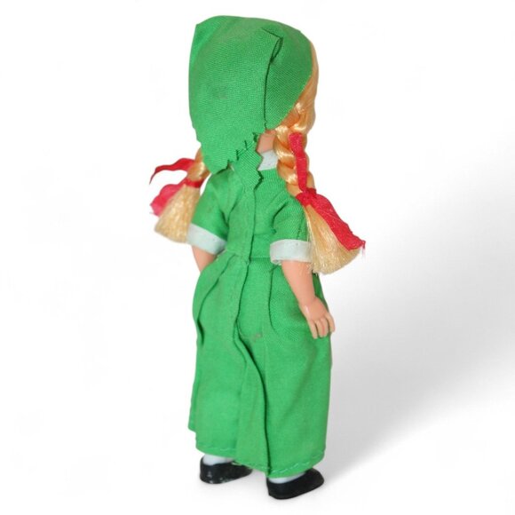 Vintage Irish Nationality Doll In Green Dress & Apron With Blonde Braids - Picture 4 of 7